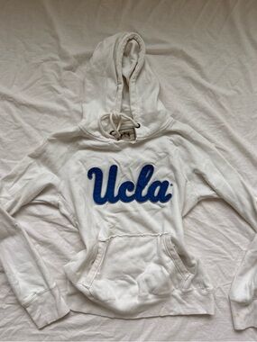 UCLA White Pullover Hoodie with Blue Script
